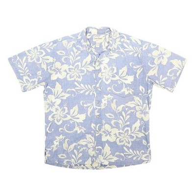 COOKE STREET Herren Hawaiihemd blau & creme Blumen L Sommer Freizeit Baumwolle
