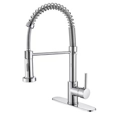 High-Arc Single-Handle Pull-Down Sprayer Kitchen Faucet with Deckplate Spiral Pu