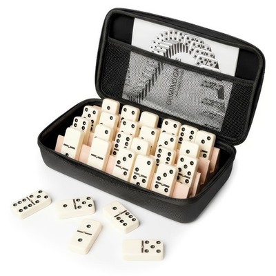 Jumbo Dominos Set with 4 Wooden Racks, Double 6 Dominoes Set with Portable Ca...
