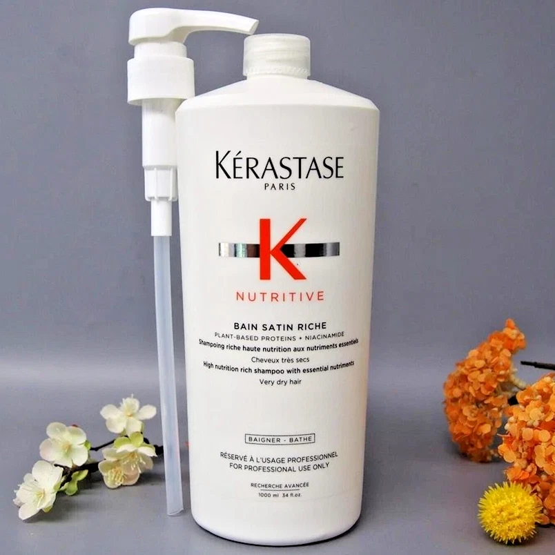W/ Pump Kerastase Nutritive BAIN SATIN RICHE Shampoo 1000ml / 34oz
