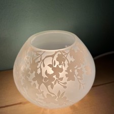 1990er Ikea KNUBBIG 12cm Tischlampe Tischleuchte Kugel Glas weiß