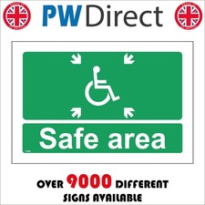 SIGN SAFE AREA DISABLED ACCESSIBLE EMERGENCY EVACUATE FIRE RESCUE INJURY FS582