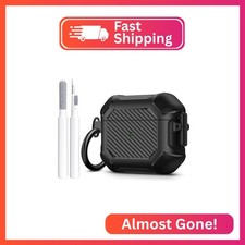 Maxjoy for Airpods 3rd Generation Case, Carbon Fiber Secure Lock Clip Full Body
