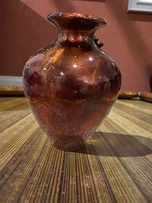 Handmade Raku Pottery Vase | Copper Red & Earth Toned Glaze | Studio Art Ceramic