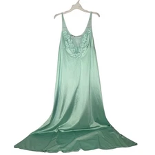 Vintage Vanity Fair Nightgown Mint Green Negligee Sexy Gown Floral size 38