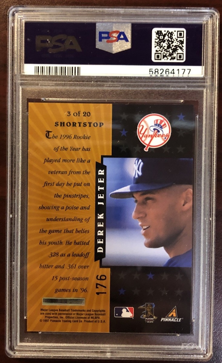 1997 PINNACLE CERTIFIED GOLD TEAM #3 DEREK JETER W/PEEL PSA 8 NM