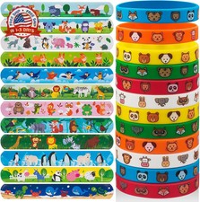 48 PCS Party Favors Slap Bracelets for Kids Animal Rubber Bracelets S