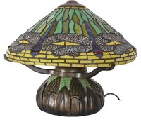 Lagerfund Tiffany Tischlampe Jugendstil – Libellen Lampe Art Nouveau Vintage