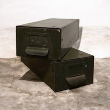 2 x Vintage Art Metal Index Drawer | 1950s Industrial Steel File Cabinet