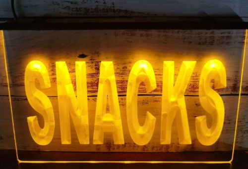 Snacks Bar Shop LED Neon Light Sign Cafe Pub Display Open Signage Wall Art... - Picture 1 of 5