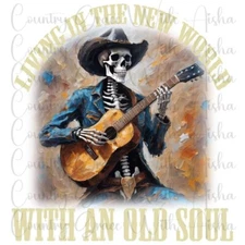 Sublimation Transfer Old Soul Skull Skeleton Ready To Press Heat Transfer