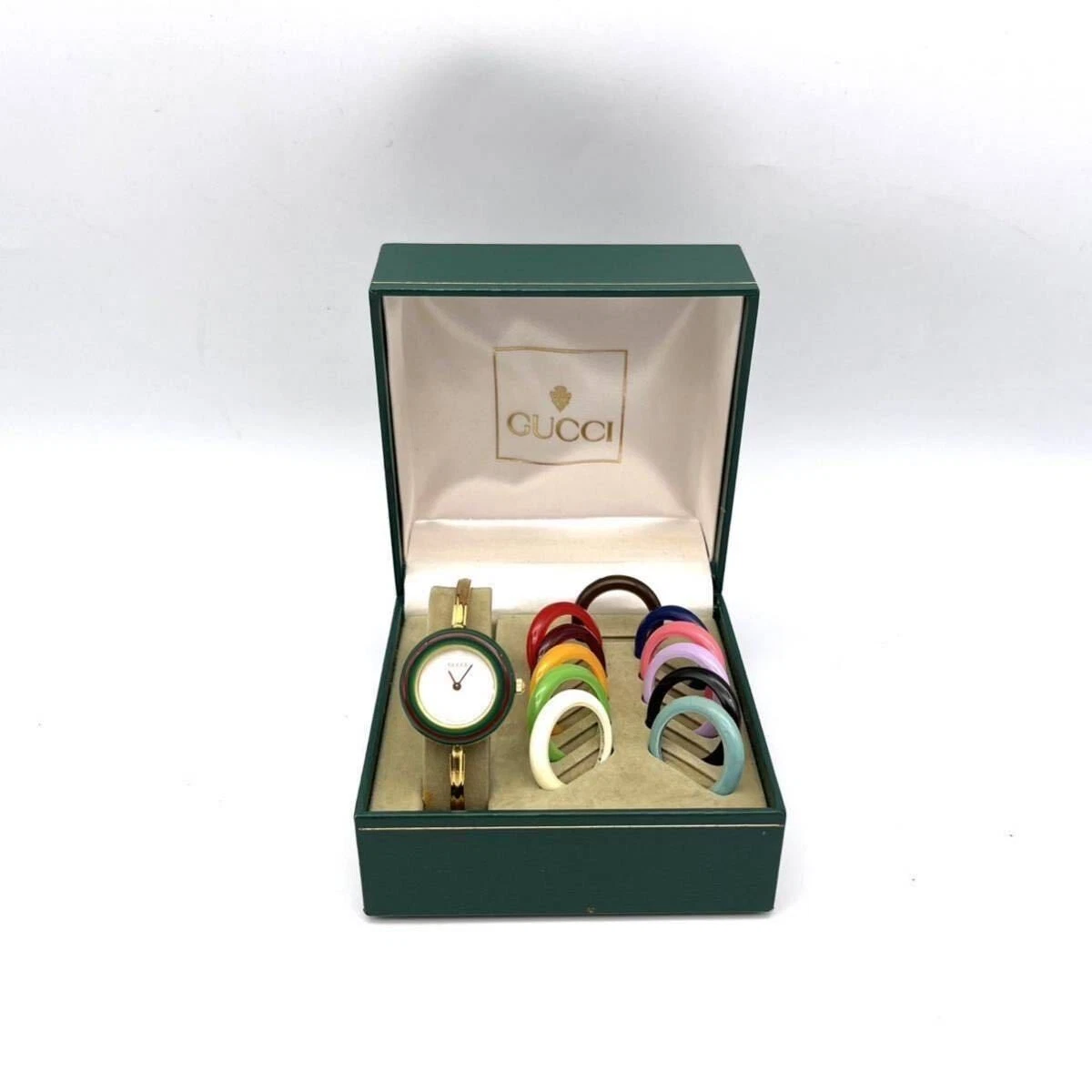 GUCCI Change Bezel Dial 12 colors Women's Watch Gold Bracelet