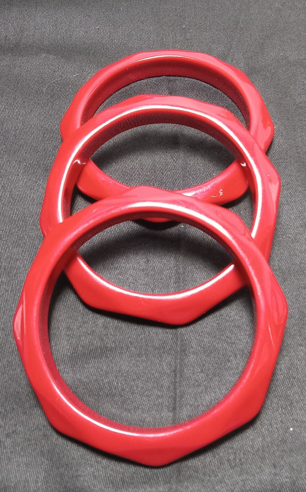 Vintage Red Acrylic  Geometric Stackable Bangle B… - image 3