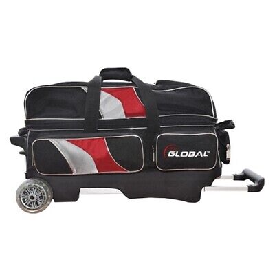 900 Global Black/Red/Silver Deluxe 3 Ball Roller Bowling Bag 900 Global Black/Red/Silver Deluxe 3 Ball Roller Bowling Bag