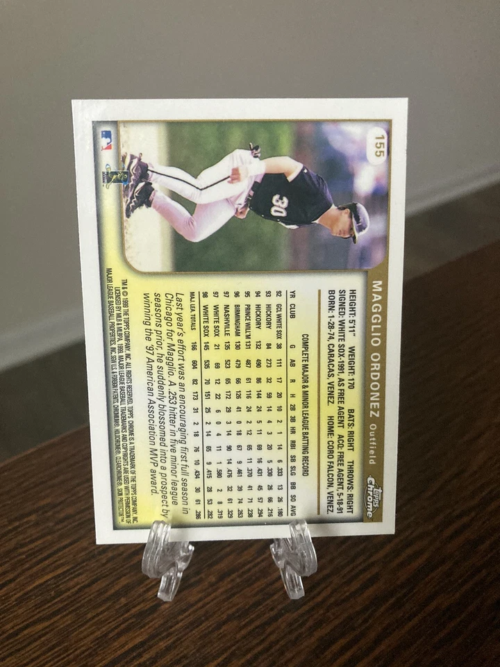 1999 Topps Chrome Baseball Card #155 Magglio Ordonez 2nd Year Rookie Cup - Image 2 of 2