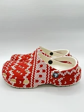 Crocs Men’s Holiday Sweater Size 10M/12W Red Printed Comfort Clog |209237-90H|