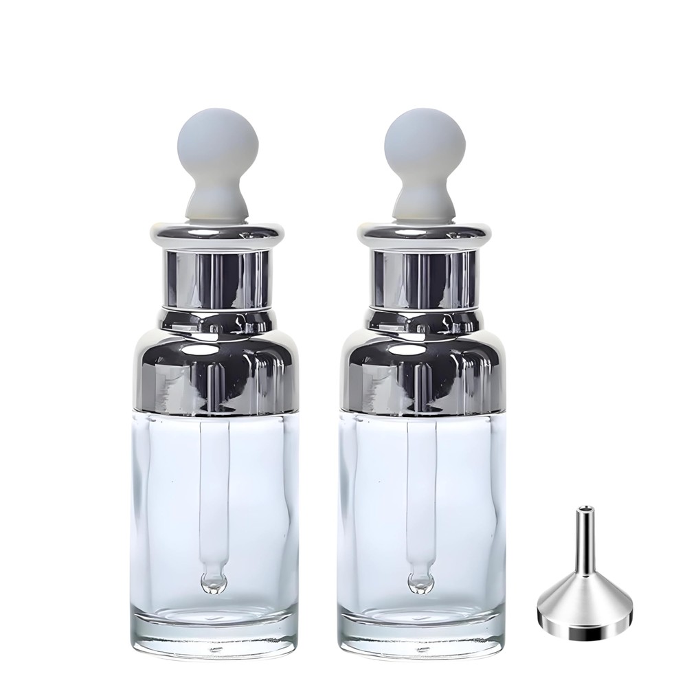 Luxury Clear Glass Dropper Bottles - Thick 2oz (50ml) Leakproof Eye Dropper B...