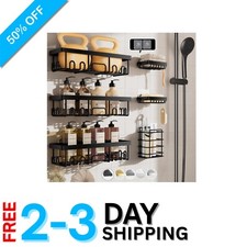 Versatile Black Shower Caddy Set - 6-Piece Stainless Steel Organization Solution