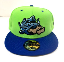 Tulsa Drillers MILB NE 2020 Them Night FITTED Hat ~Lime Green/ Blue