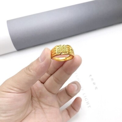 Men's square ring solid color 10k  sand gold all sizes
