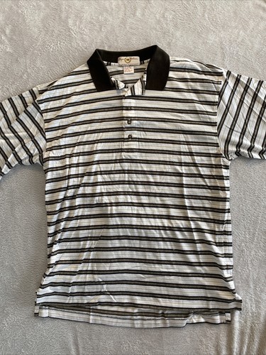 Byron Nelson Eleven Straight Golf Polo Shirt Men's XL Stripped Brown White