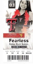 2014 TEXAS TECH RED RAIDERS VS WEST VIRGINIA TICKET STUB 10/11 COLLEGE FOOTBALL
