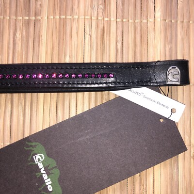 CAVALLO Stirnband Leder STRASS schwarz SWAROVSKI pink rosa VB Vollblut Cob %NEU