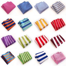 Men Striped Grid Check Polka Dots Hanky Stripe Flower Handkerchief Pocket Square