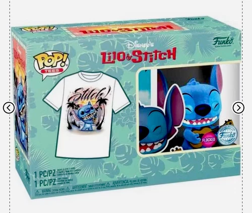 Funko Pop & Tee Disney Lilo & Stitch - Stitch with Ukelele Flocked - Size XL