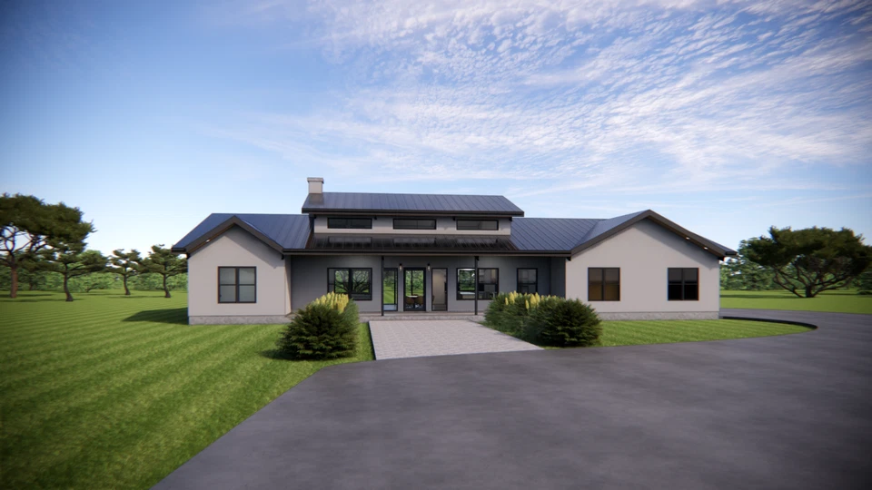 The Pedernales Barndominium - 4 dormitorios / 3 baños 2.973 planos de diseño SF Foto 4 de 4