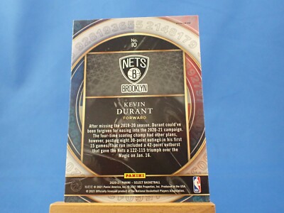 Kevin Durant Select 2020-21 Numbers Silver Holo Prizm | eBay