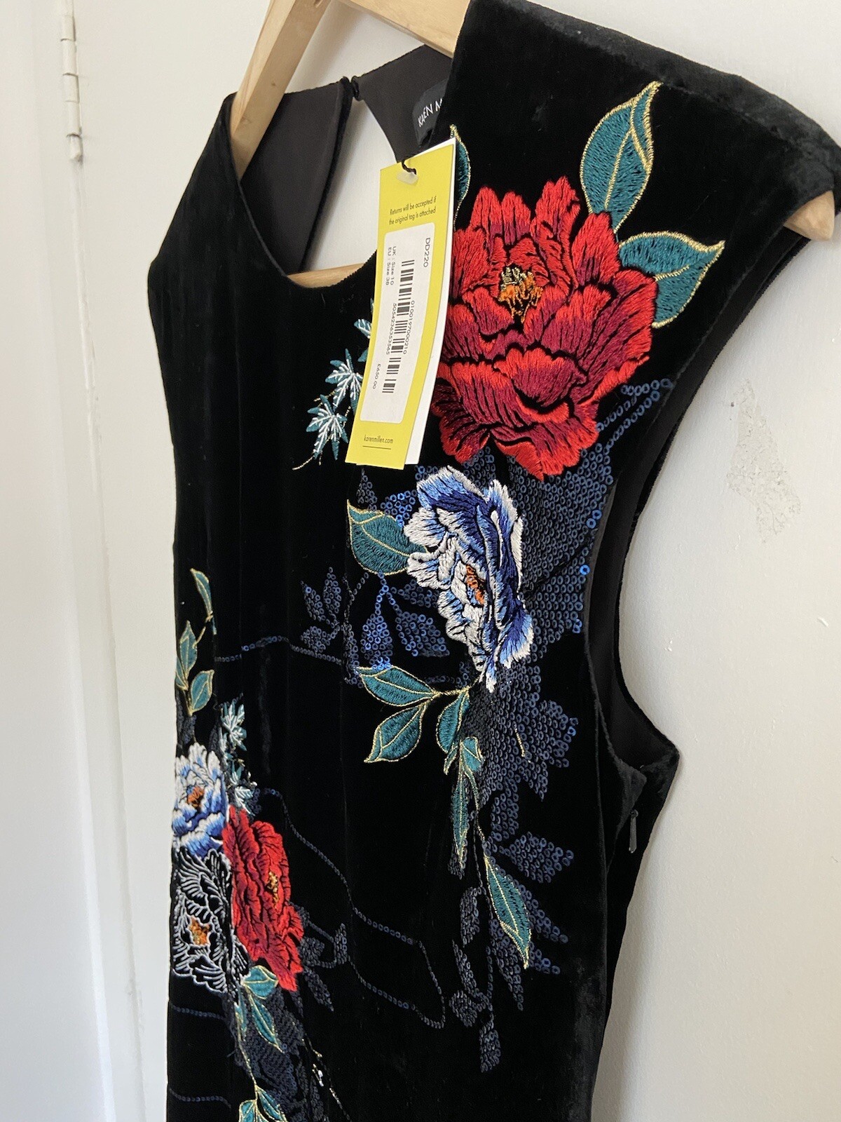 Karen Millen Floral Japenese Black Velvet Embroidered Maxi BNWT Size 10 RRP 650