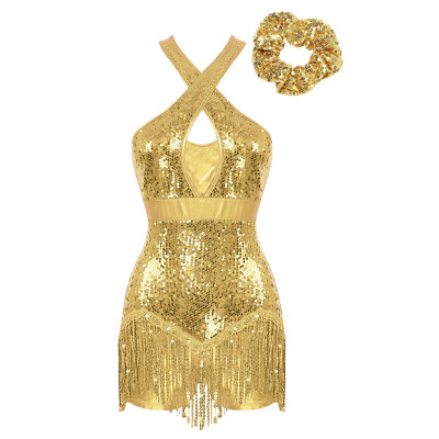 Damen Kostüm Wettbewerb Tanzbekleidung Samba Rumba Trikot Glitter Body Chacha