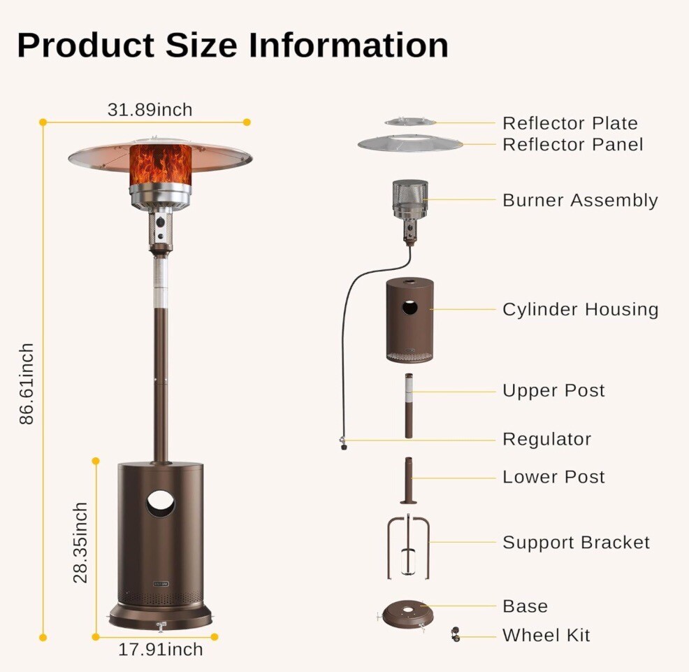 UNUSED East Oak 48,000  BTU Patio Heater For Outdoors