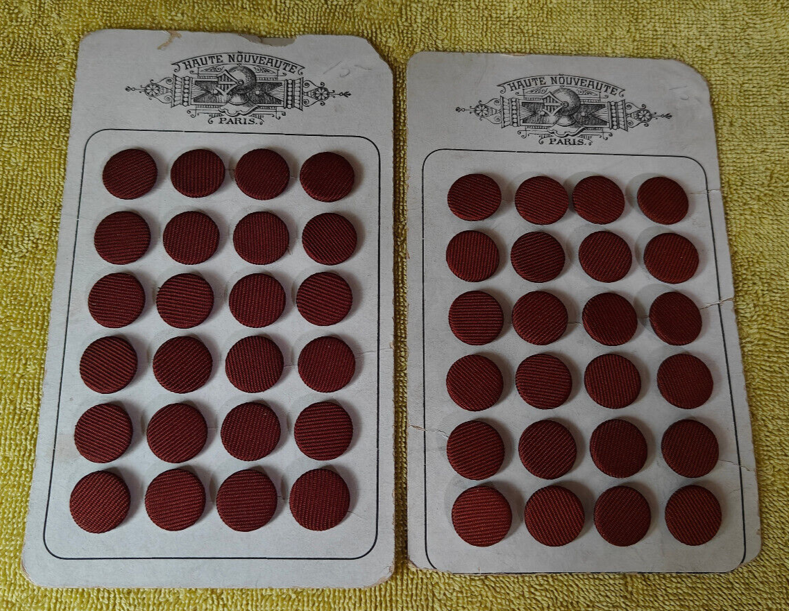 Vintage Haute Nouveaute Brown Buttons Paris France Heavy Card On