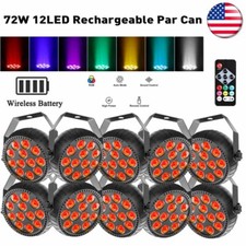 10X Rechargeable Par Lights 72W RGB Battery Wireless 12LED DJ Uplights w/Remote