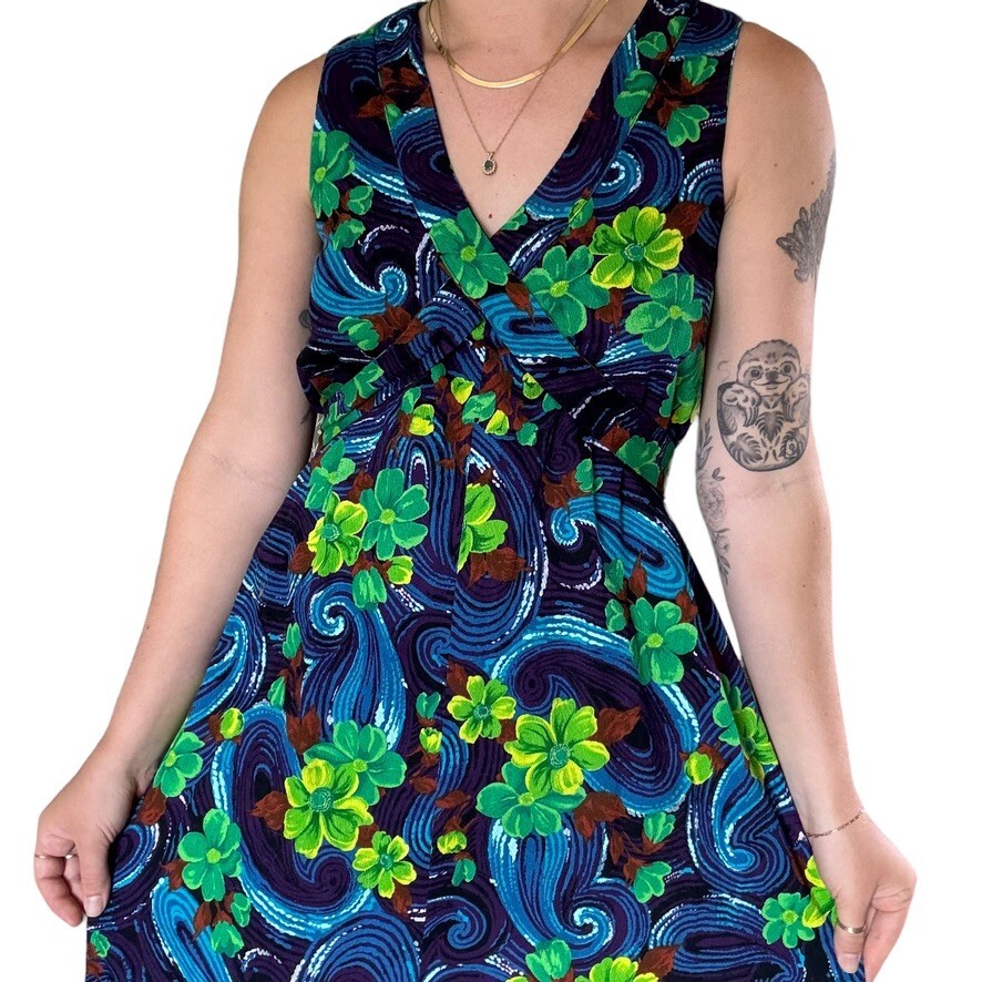 strapless open back dress Tropical Fit & Flare Dress| Retro & Vintage Dresses M