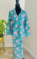 Hand Block Print Pajamas Set Floral Indian Sleepwear Cotton Night Suit for Adult