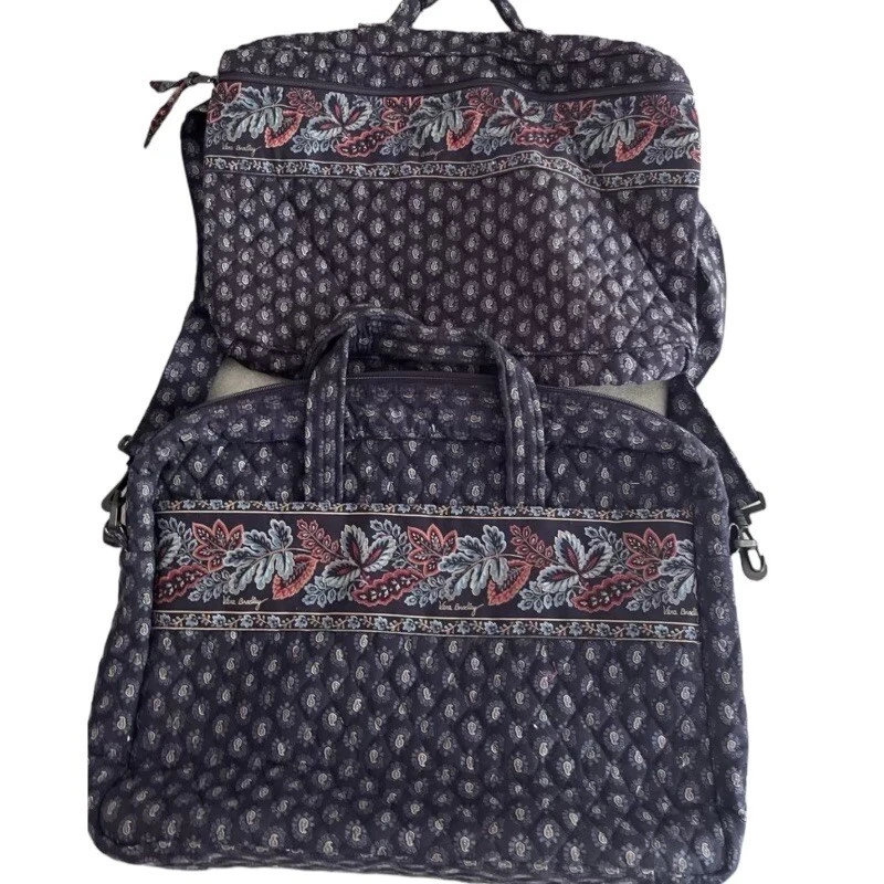 Set Of Vintage VERA BRADLEY  Laptop Messenger And Travel Bag Classic Navy Fall - Image 4 of 4