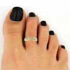 Silver Gold Plated Adjustable Toe Ring 0.15 Ct Round Cut Simulated Diamond 925