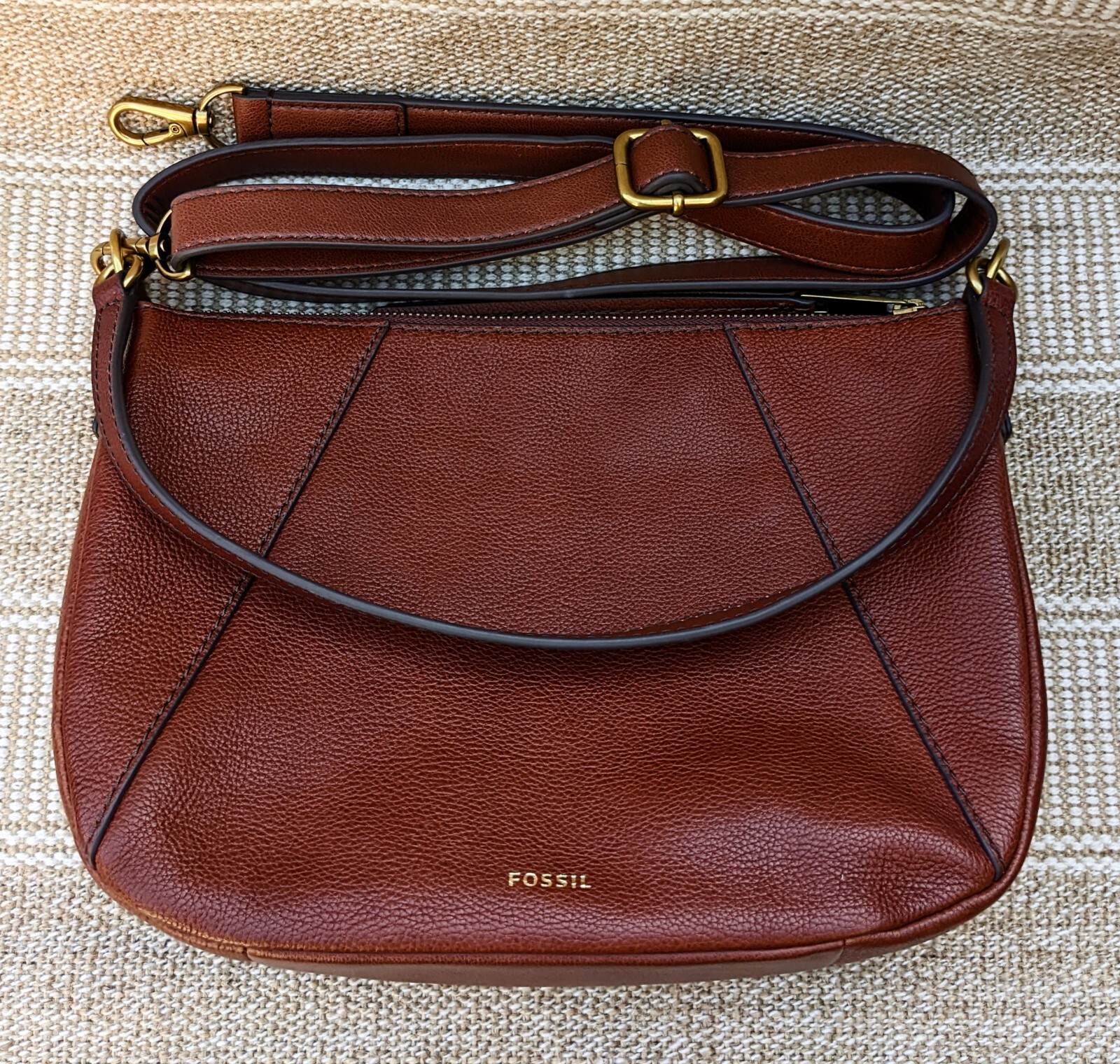 Fossil Skylar Crossbody brown genuine leather two strap crossbody