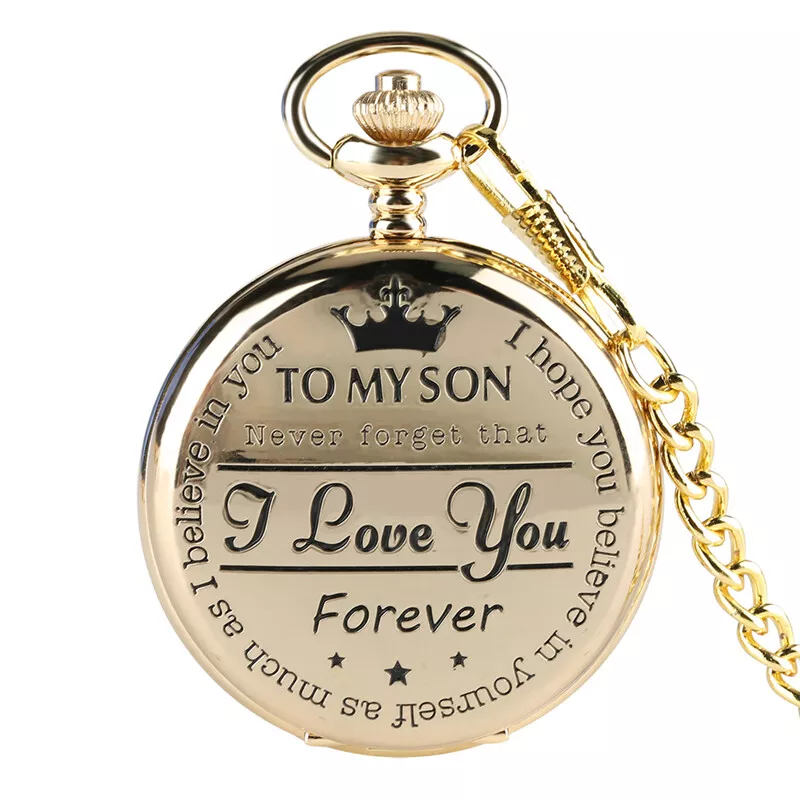 Mens Boys Engraved Pocket Watch to My Son Never Forget That I Love
