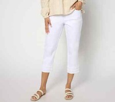 Belle by Kim Gravel TripleLxe Twill Triple Fray Crop Jean-White-Petite 2 A639636