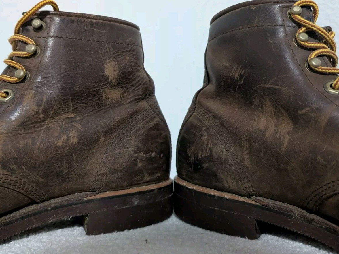 Vintage LL Bean Chippewa Brown Leather Boots Men display picture 2