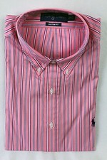 Ralph Lauren 17 34-35 Pink Custom Dress Shirt Navy Blue Pony NWT