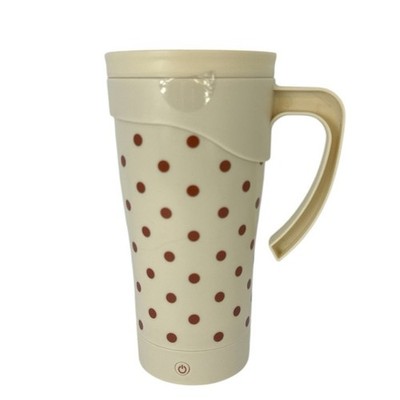 Travel Mug 13.5oz self stirring Polka Dots Cream Red coffee drink cup Target NEW