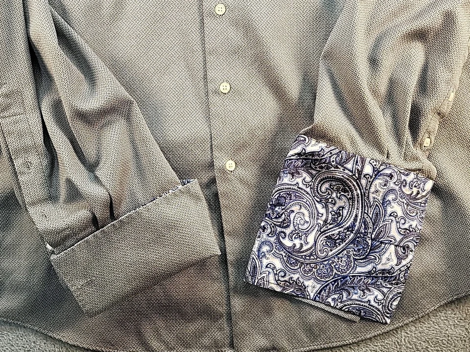 Camisa de vestir Egara puño francés para hombre 5XL puño abatible estampado cachemira grande y alta Foto 3 de 4