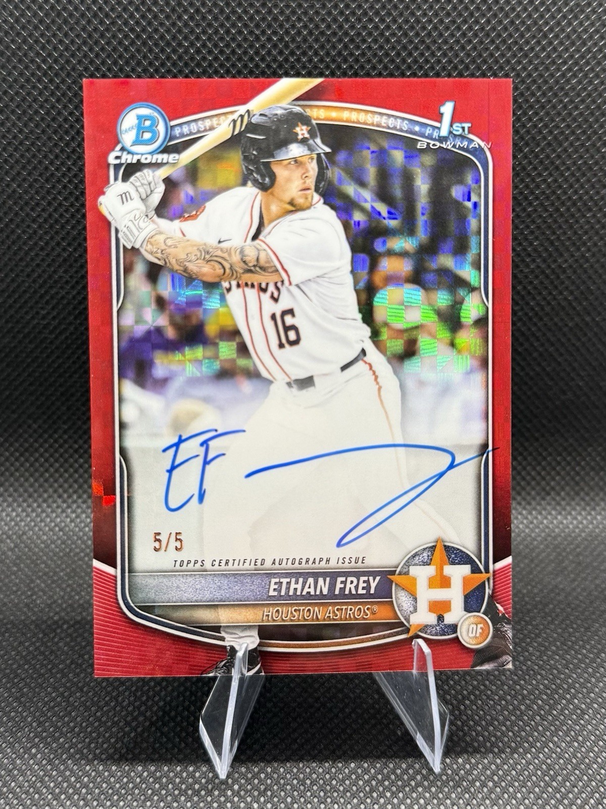 2025 Bowman Draft Chrome Ethan Frey 1st Auto Red Xfractor 5/5 Bookend Astros