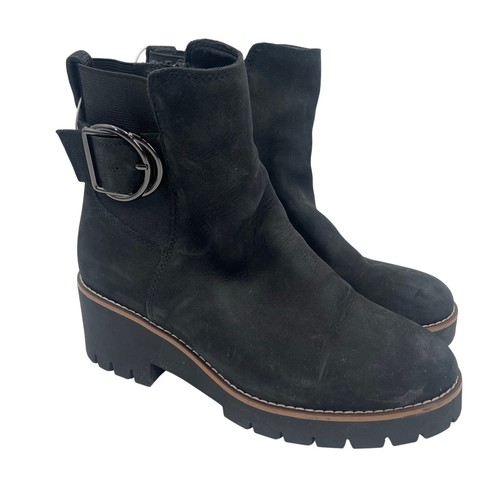 Blondo Dakota Stiefel Größe 7 wasserdicht Wildleder schwarz Leder Winter Stollensohle NEU
