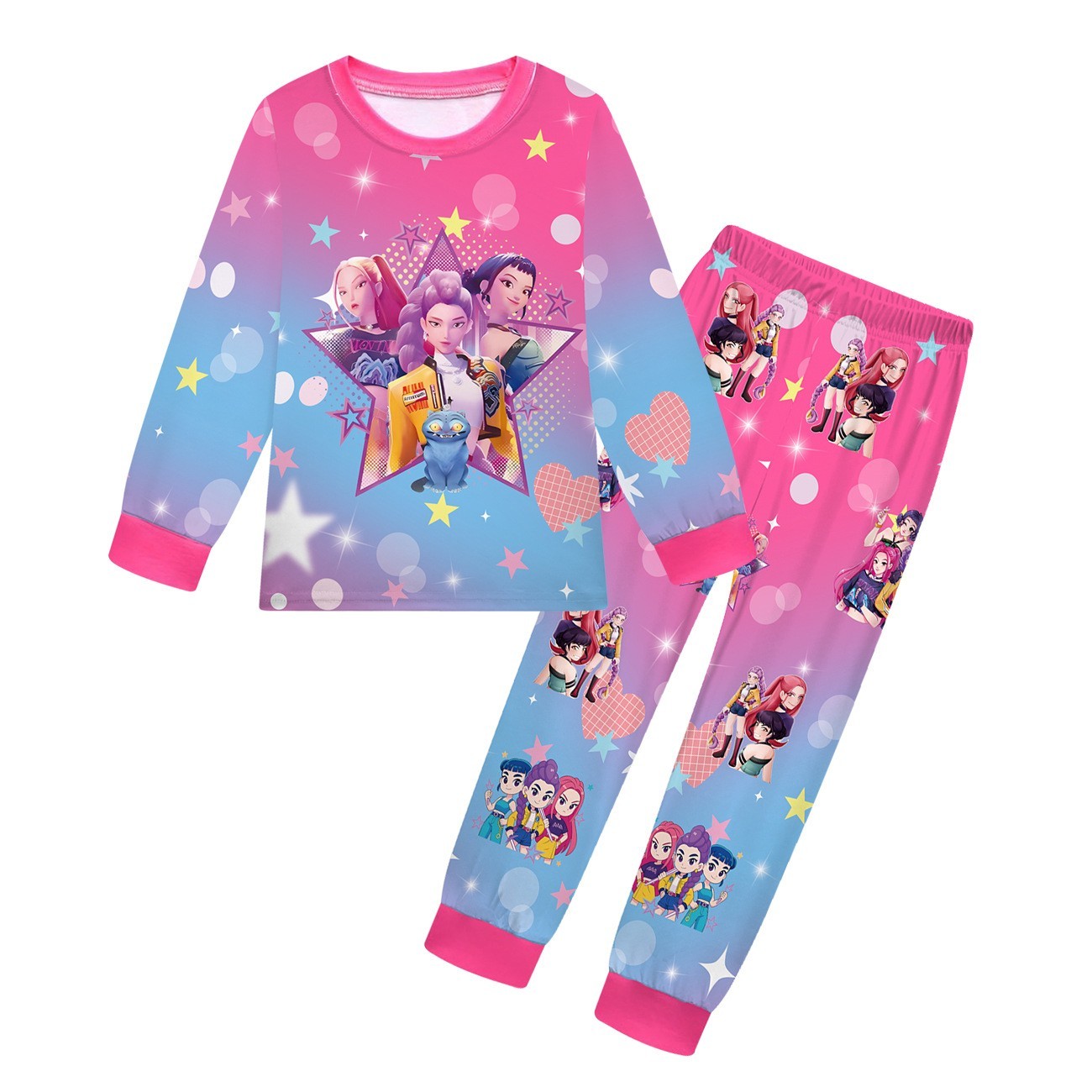 Nuevo Pijama K-Pop Cazadores de Demonios Niñas - Conjunto Top e Inferior Ropa de Noche Anime Rosa